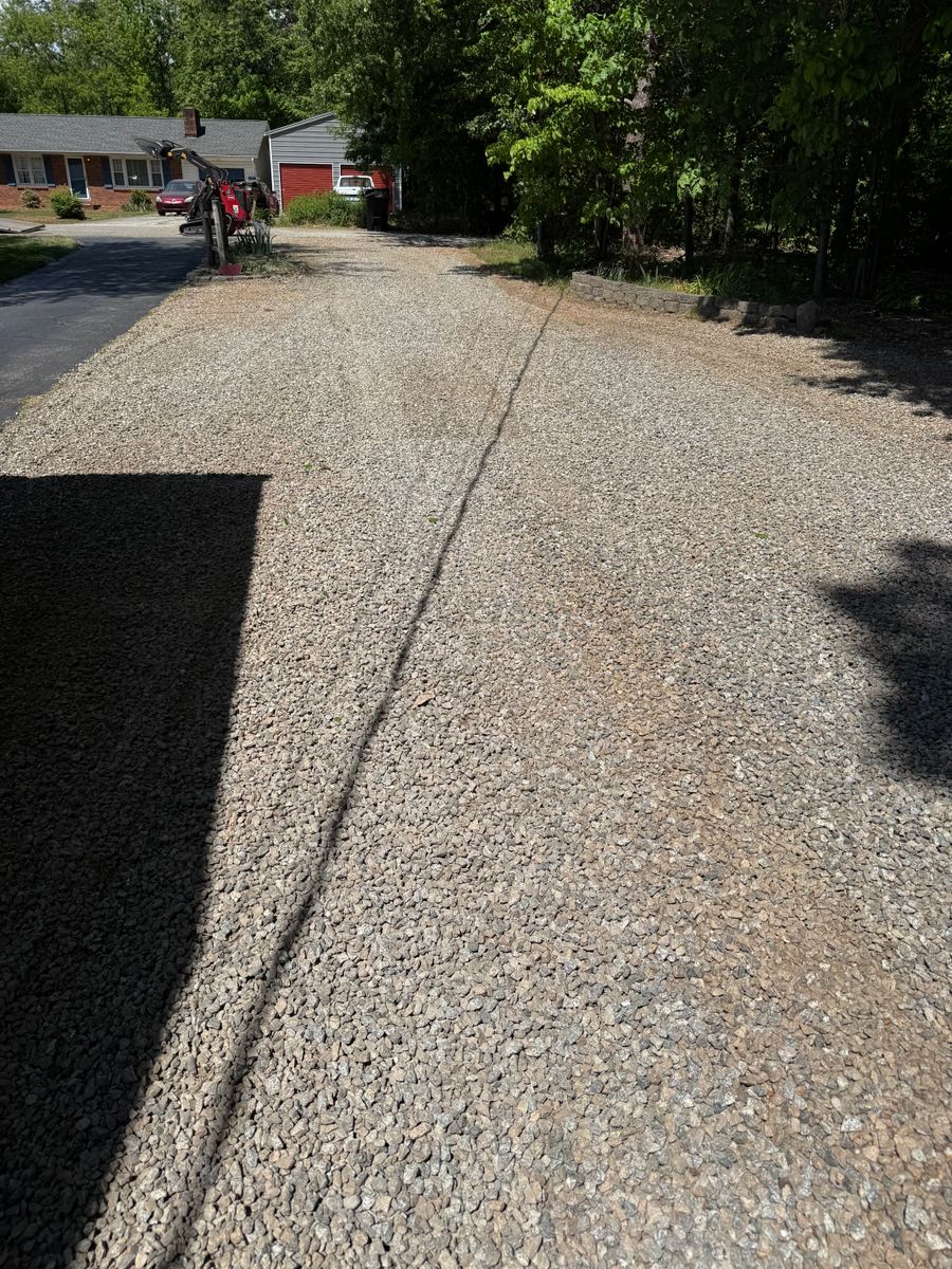 Gravel Driveway Harley Raking and Finish Grading for Malboeuf Landscaping, Inc in Kernersville, NC