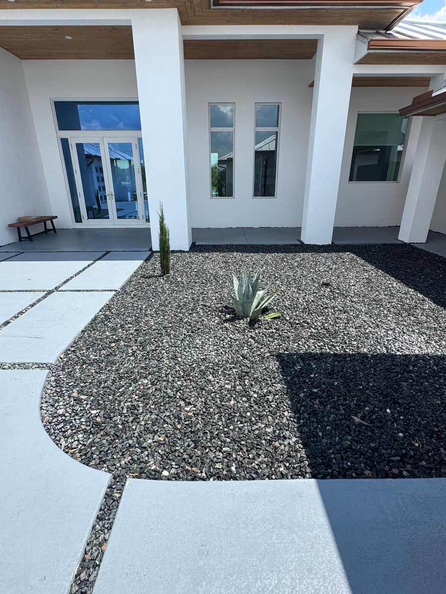 Mulch and rocks installation for BH Lawn and Landscape in Fort Myers, FL