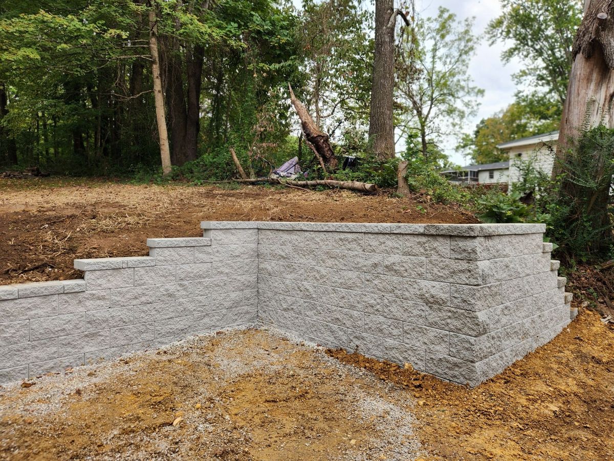 Retaining Wall Construction for OBAIR Contracting in Cookeville, TN