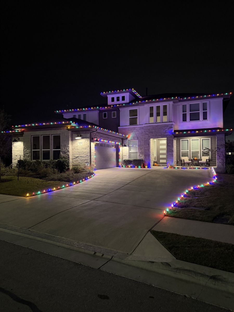 Holiday Light Installation for Green Pastures Lawn Care in Bastrop, TX