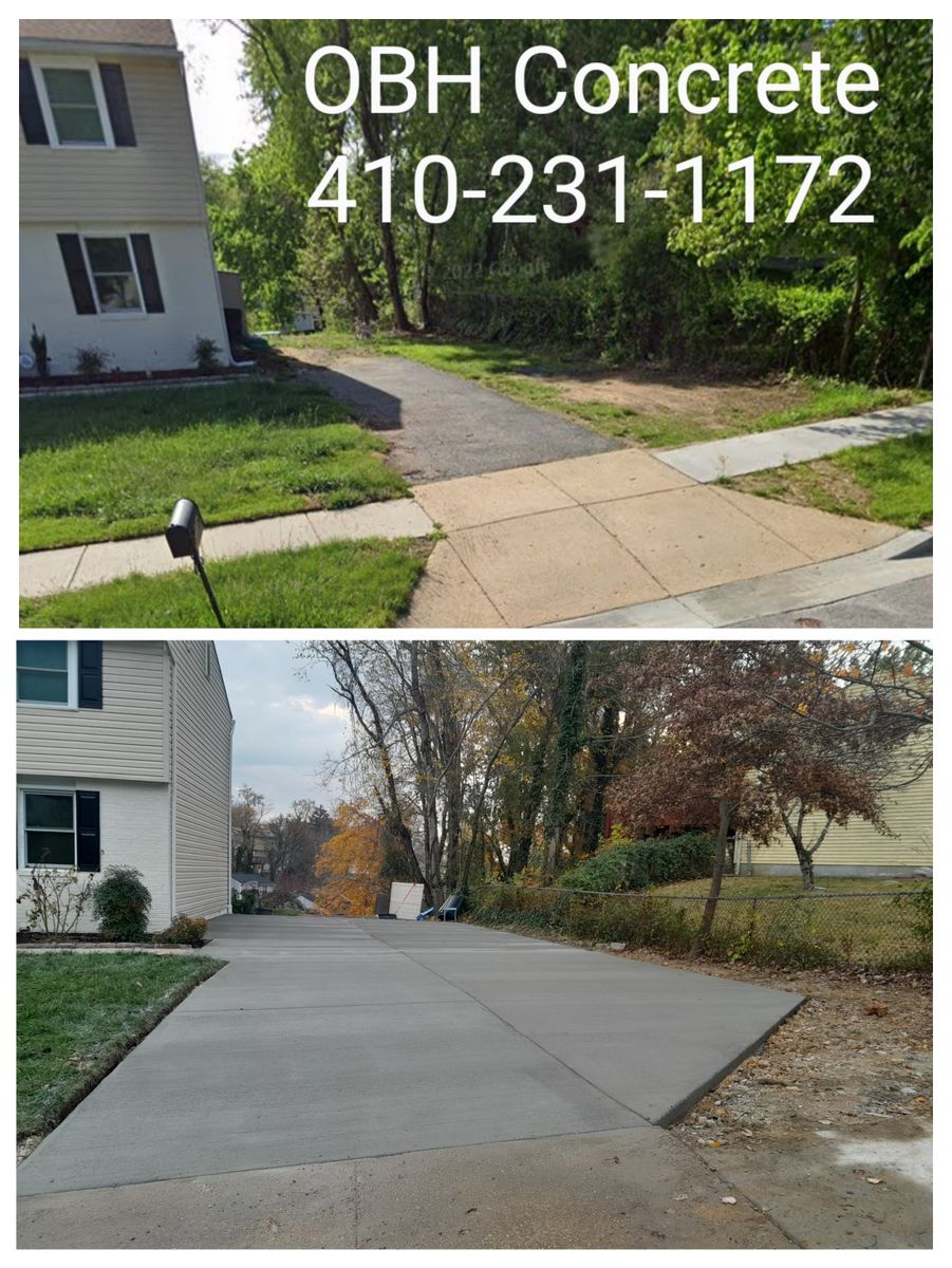Concrete Driveway Installation for OBH Concrete LLC in Lusby, MD