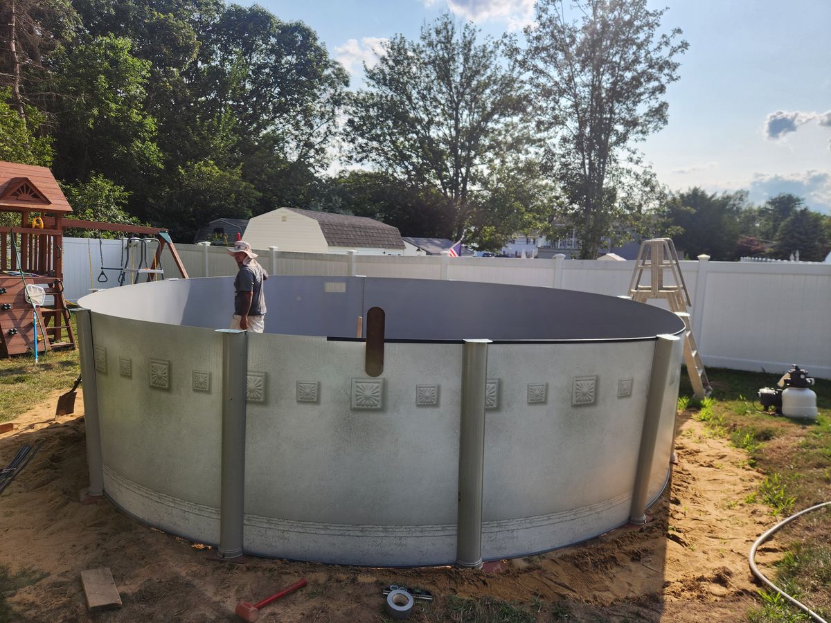 aboveground and semi-inground pool installation for GEM Pool Service in Long Island, NY