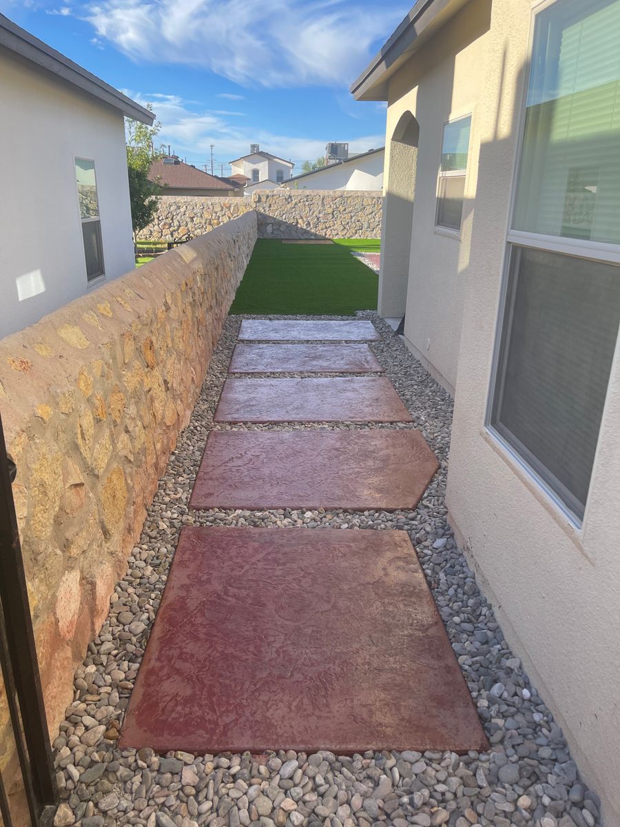 Stamped Concrete accents for Oasis Landscaping LLC  in El Paso, TX