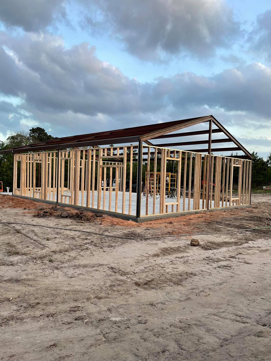 Hybrid Metal Building Construction for Barber Metal Fabrication and Construction LLC in Huntsville, TX