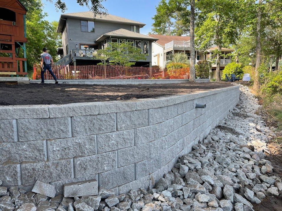 Retaining Wall Installation for Bianchi Construction Company Inc in Southport, NC