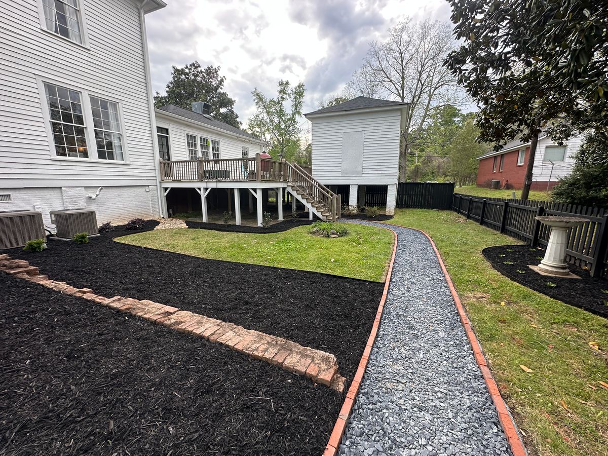 Pinestraw/Mulch installation for Hedgecraft Landscaping LLC in Senoia, GA