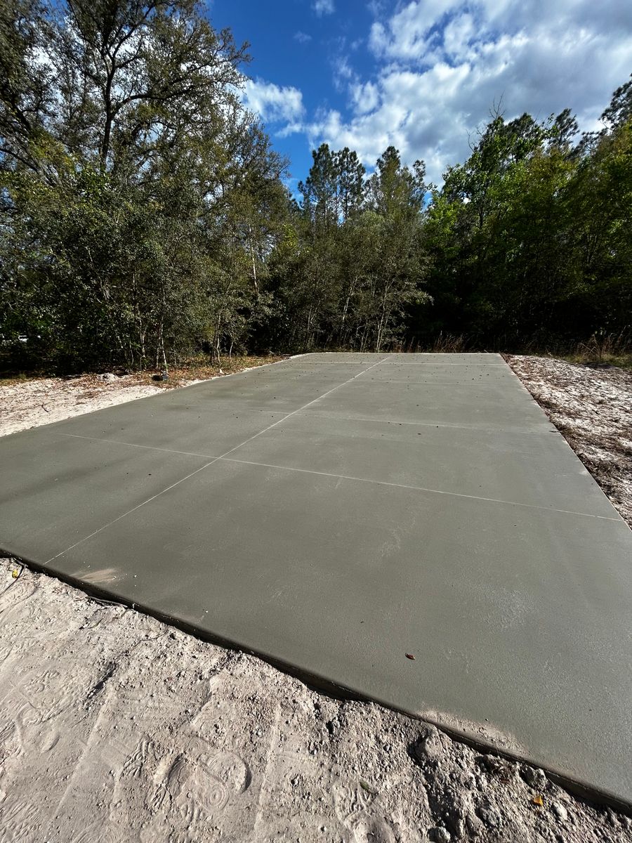 Concrete Slab Construction for Cameron Enterprises in Live Oak, FL