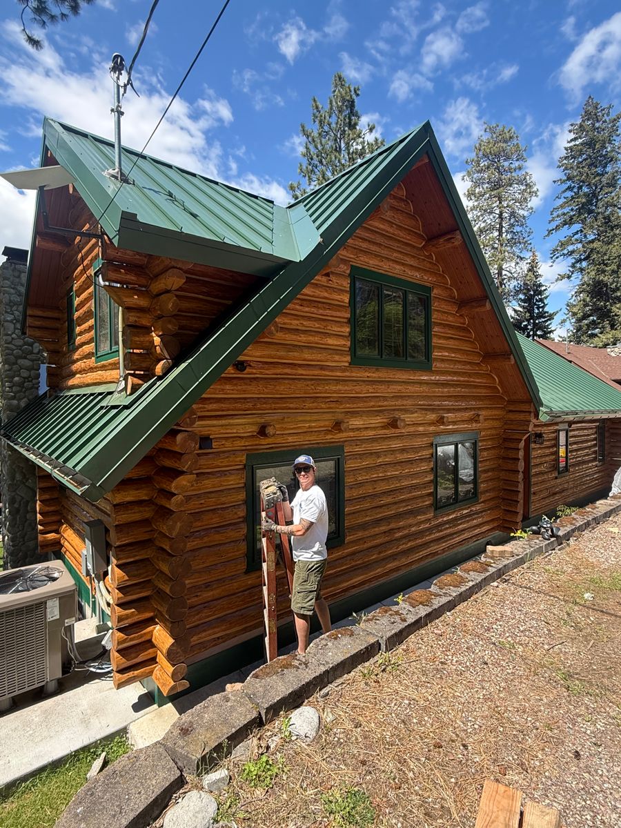 Log Home Restoration for True Blue Logworks LLC in Corvallis, MT