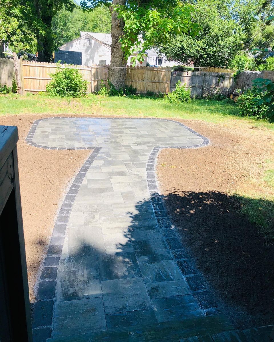 Paver walkway installation for Elyon Construction and Stoneworks LLC in Windsor, CT