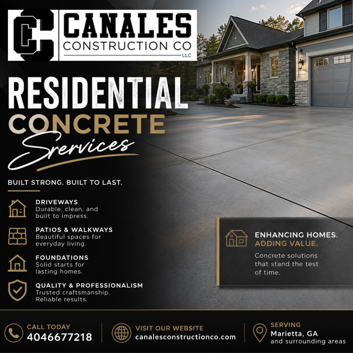 Residential Concrete for CANALES CONSTRUCTION in Marietta, GA