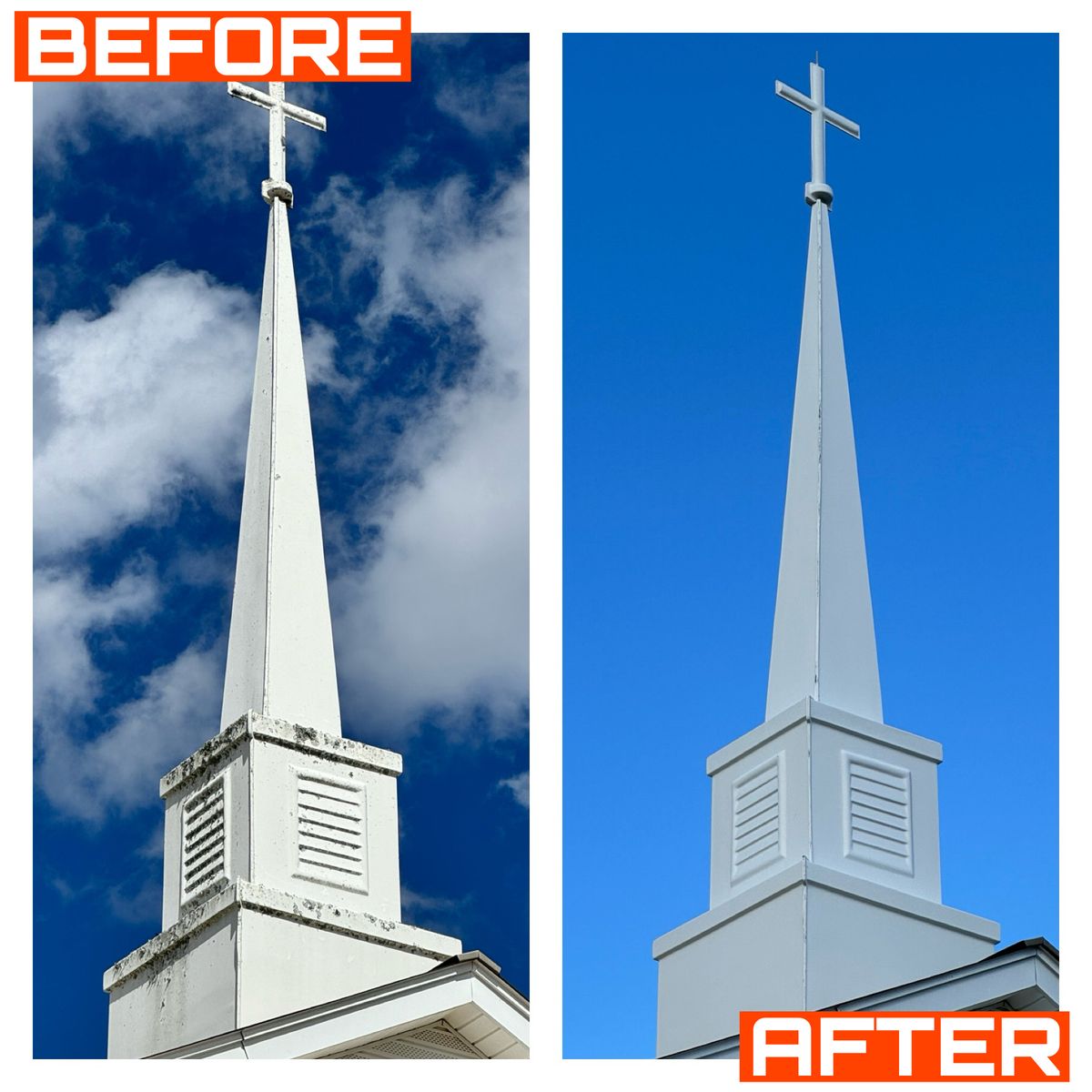 Steeple Cleaning for FunderFlow Commercial and Residential Pressure Washing Inc in Tupelo, MS