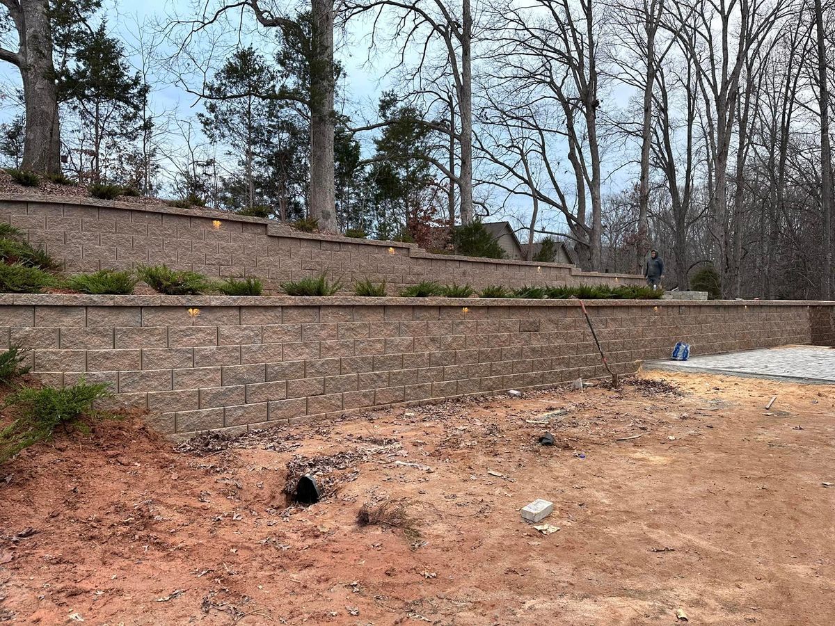 Retaining Wall Construction for L & C Landscaping in Statesville, NC