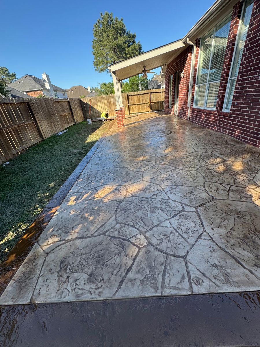 Stamped Concrete Installation for NG Concrete Services in Houston, TX