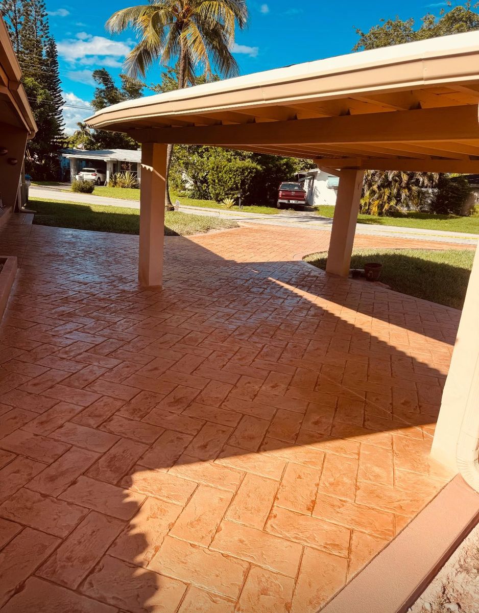 Stamped Concrete Installation for Beautiful and Affordable Stamped Concrete by Castilla Concrete Finish Design Corp in Sunrise, FL