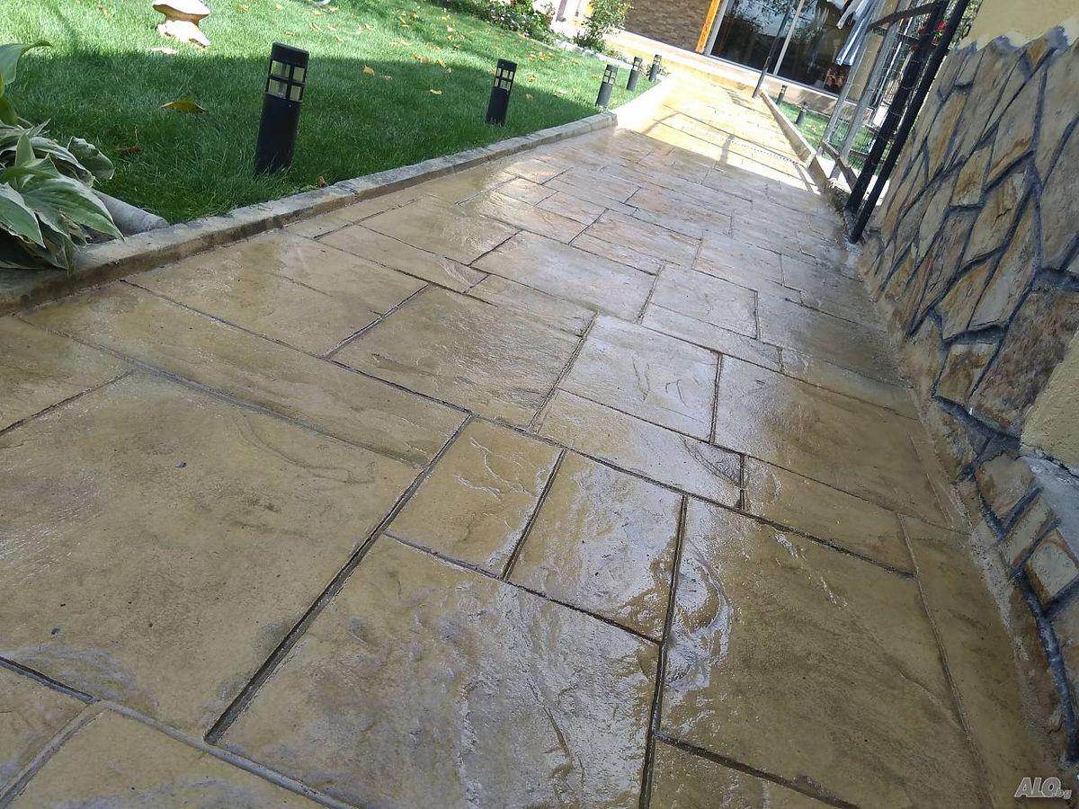 Stamped Concrete Installation for Iconic Construction in Des Moines, IA