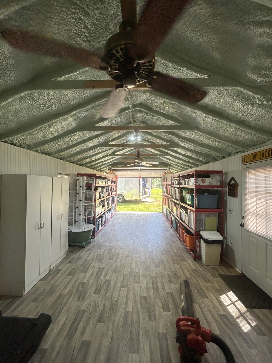 Spray Foam Storage sheds for CTE Roofing and Insulation in Dublin, GA