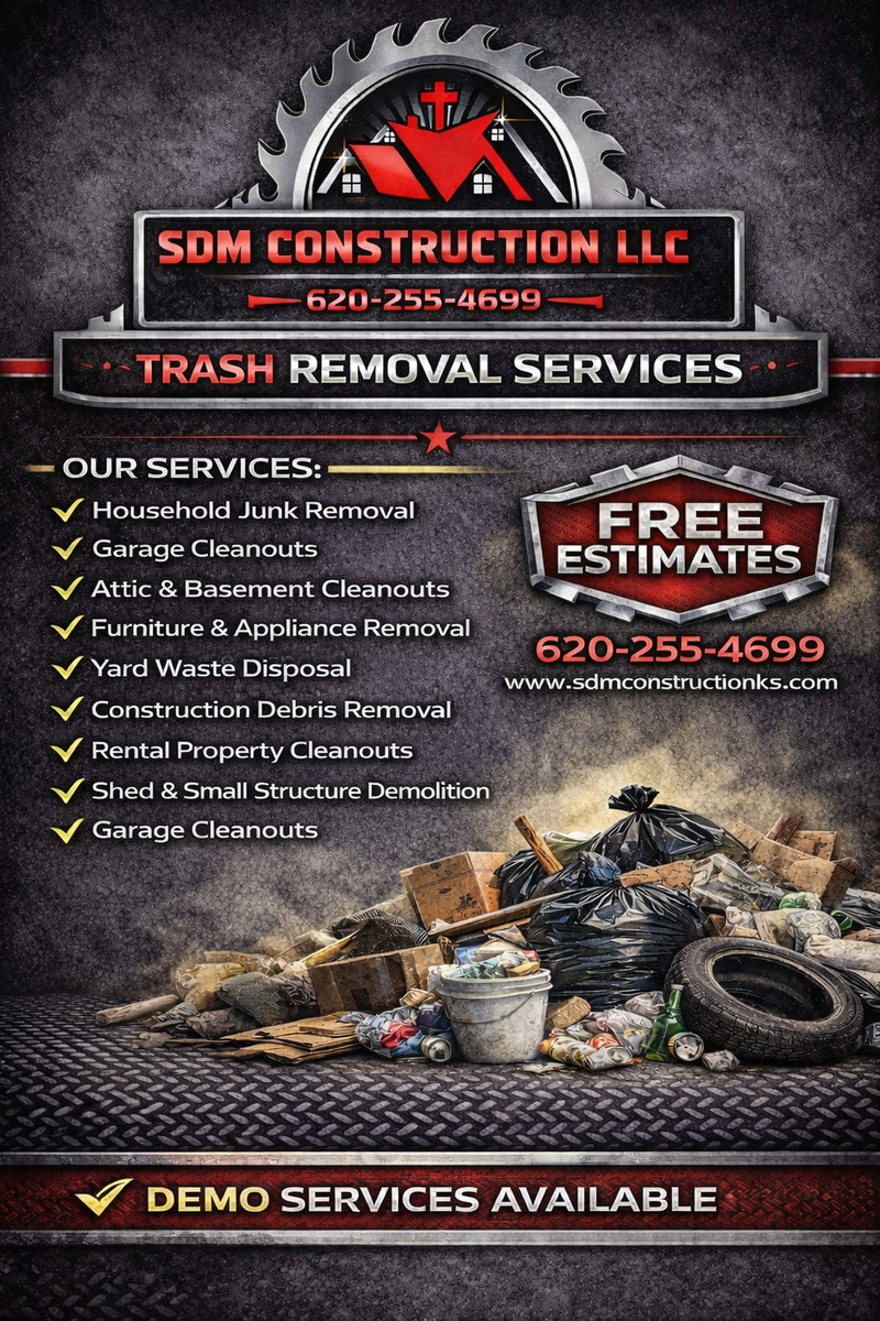 Junk Removal for SDM Construction LLC in Lawrence, KS