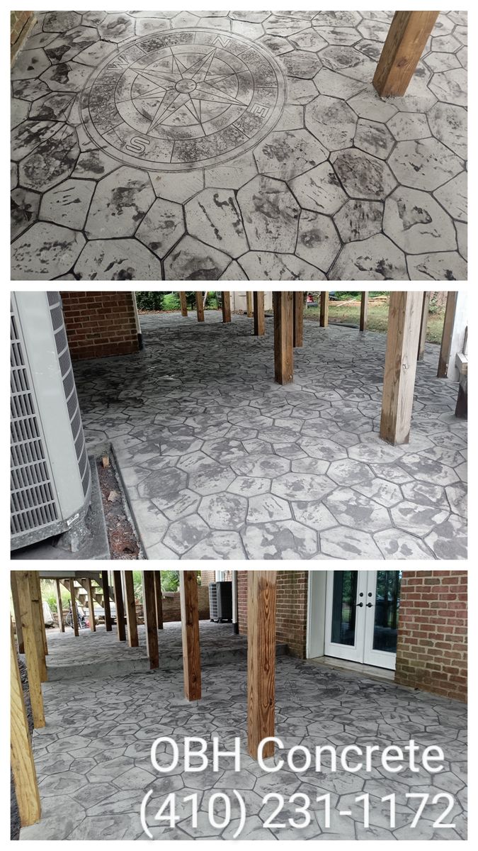 Stamped Concrete Installation for OBH Concrete LLC in Lusby, MD