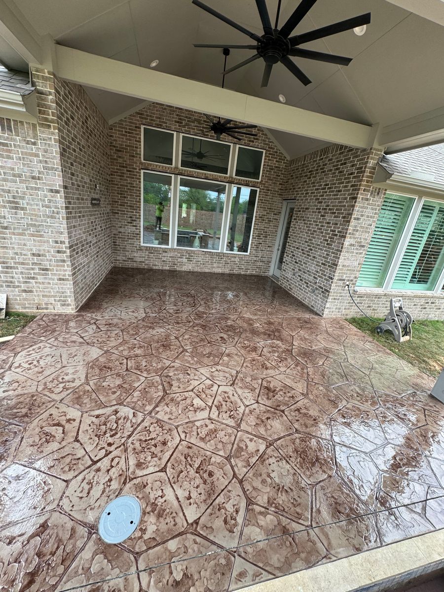 Stamped Concrete Installation for NG Concrete Services in Houston, TX