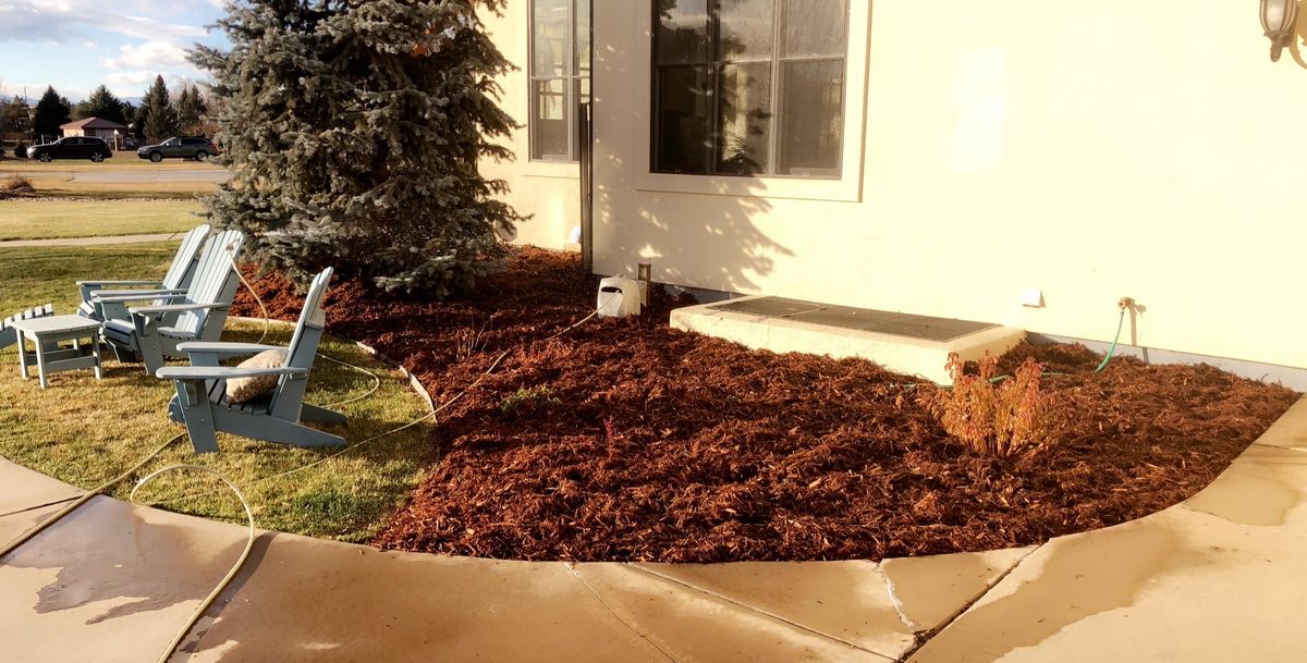 Mulch Installation for Rock Masters Inc. in Evans, CO