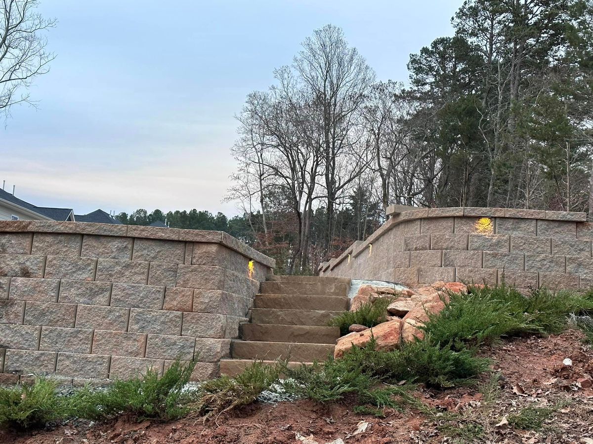 Retaining Wall Construction for L & C Landscaping in Statesville, NC