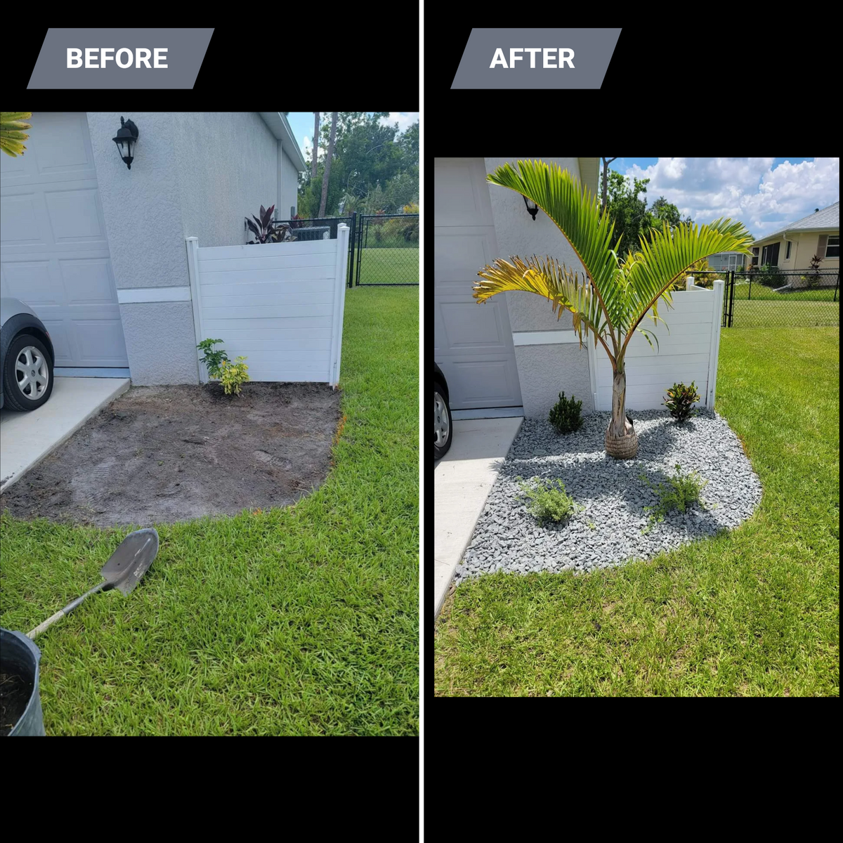 New Landscape Before and After for Advanced Landscaping Solutions LLC in Fort Myers, FL