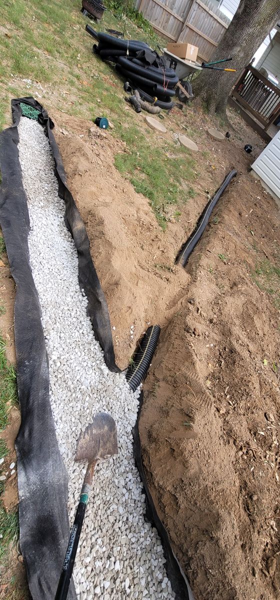 French Drains for VQ Land & Stone in St. Louis, MO