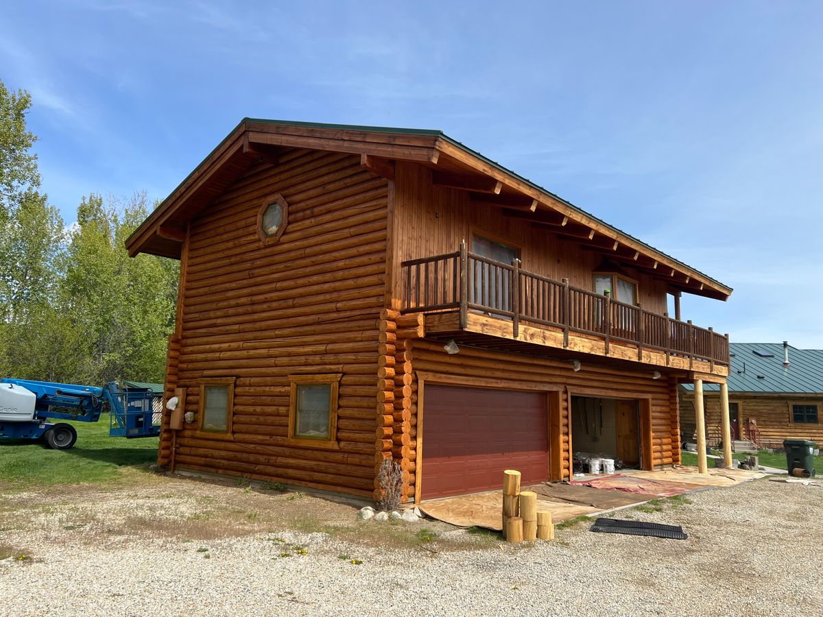 Log Home Restoration for True Blue Logworks LLC in Corvallis, MT