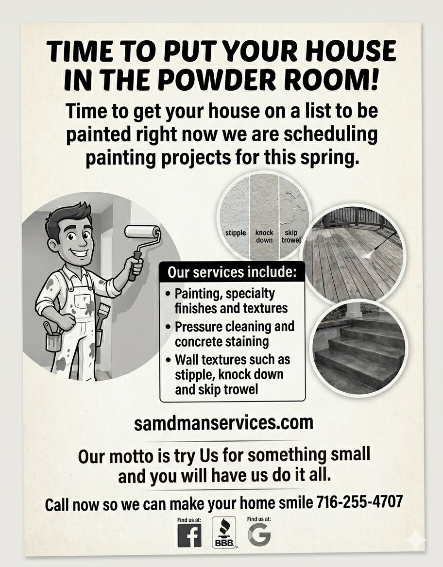 Springtime painting special for Sandman Services in Buffalo, NY