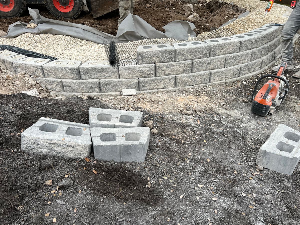 Retaining Wall Construction for DR Landscape in San Antonio, TX