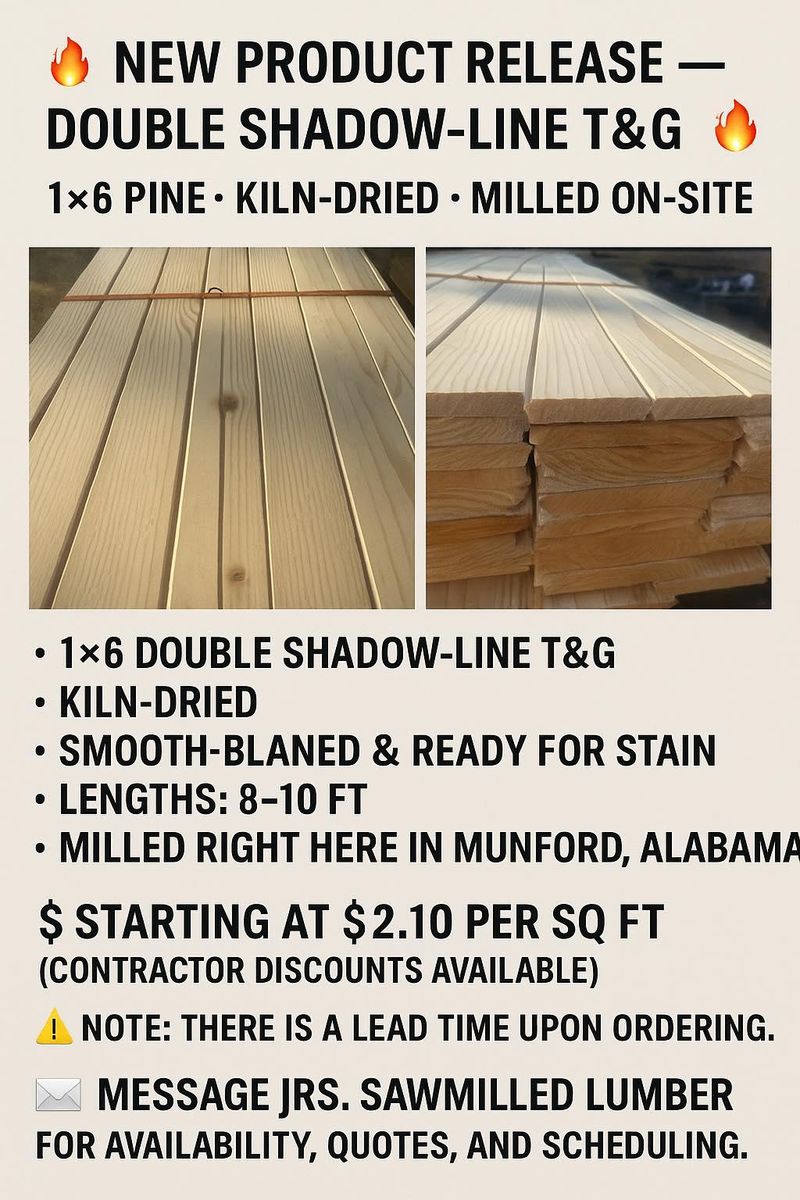 Interior Tongue & Groove walls and ceilings for Jrs. Sawmilled Lumber in Munford, AL