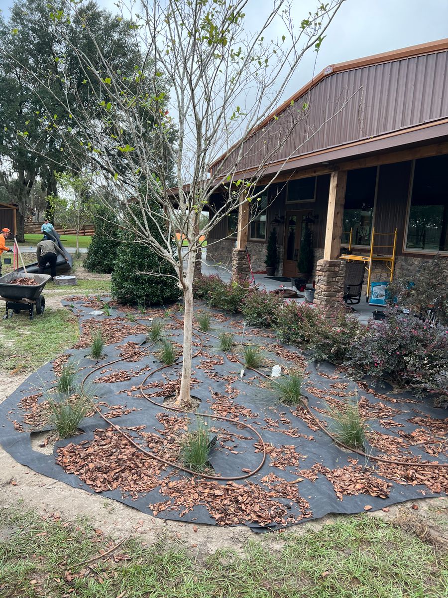 Pine Straw/Bark, Mulch, and Rock installation for Roberts Lawn & Landscape in Cross City, FL