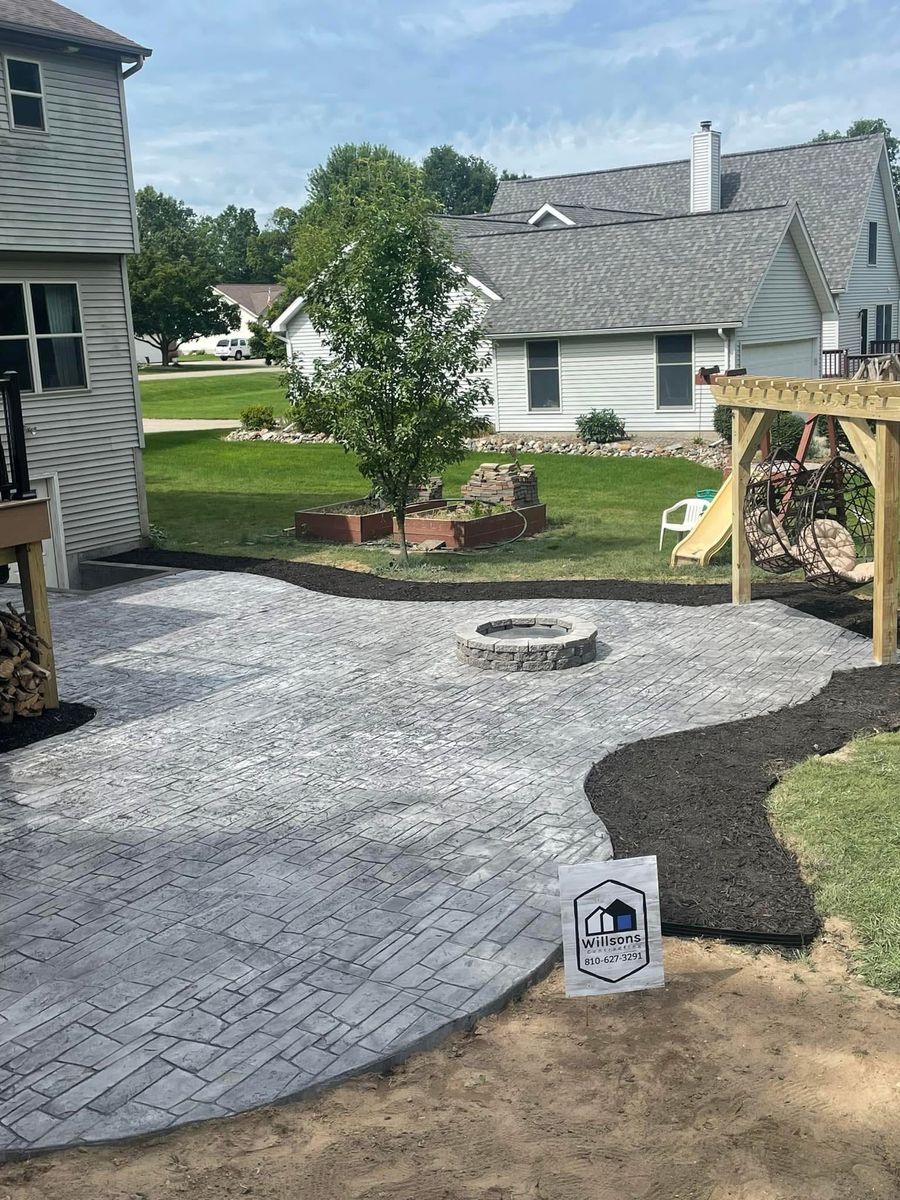 Stamped Concrete Installation for Willson's Contracting in Davison, MI