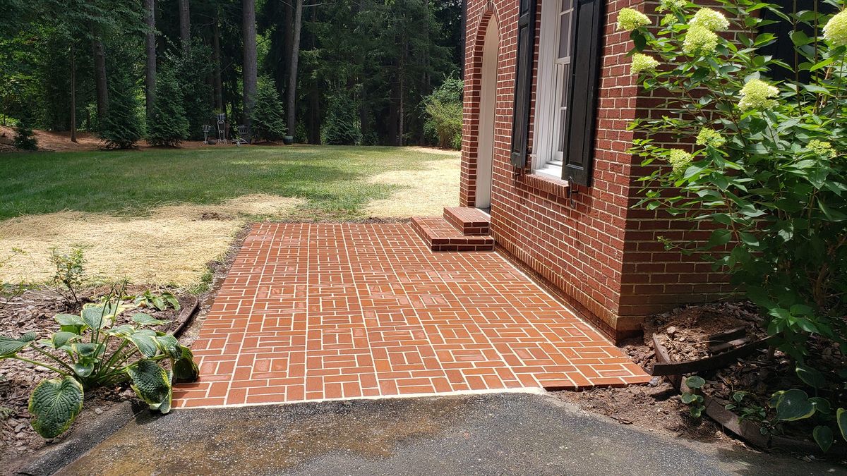 Hardscape brick laying for Acosta's Stone Work in Henderson, NC