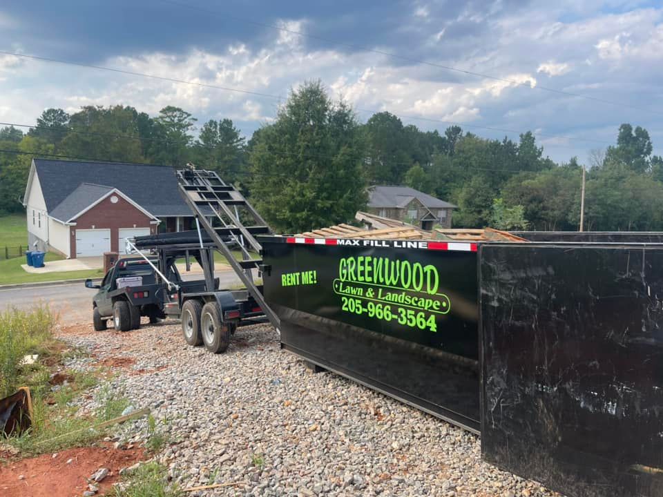 Roll Off Dumpster Rental for Greenwood Lawn & Landscaping LLC in Talladega, Alabama