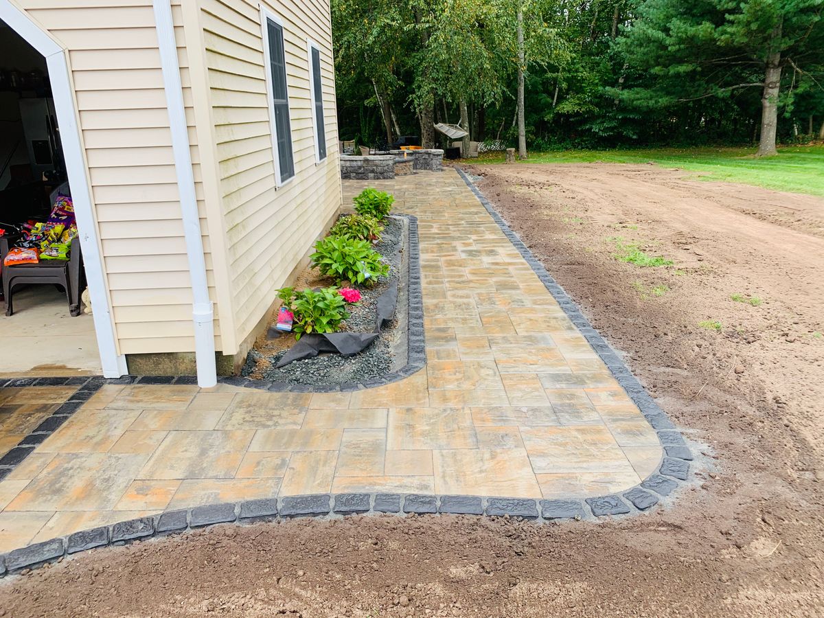 Paver walkway installation for Elyon Construction and Stoneworks LLC in Windsor, CT