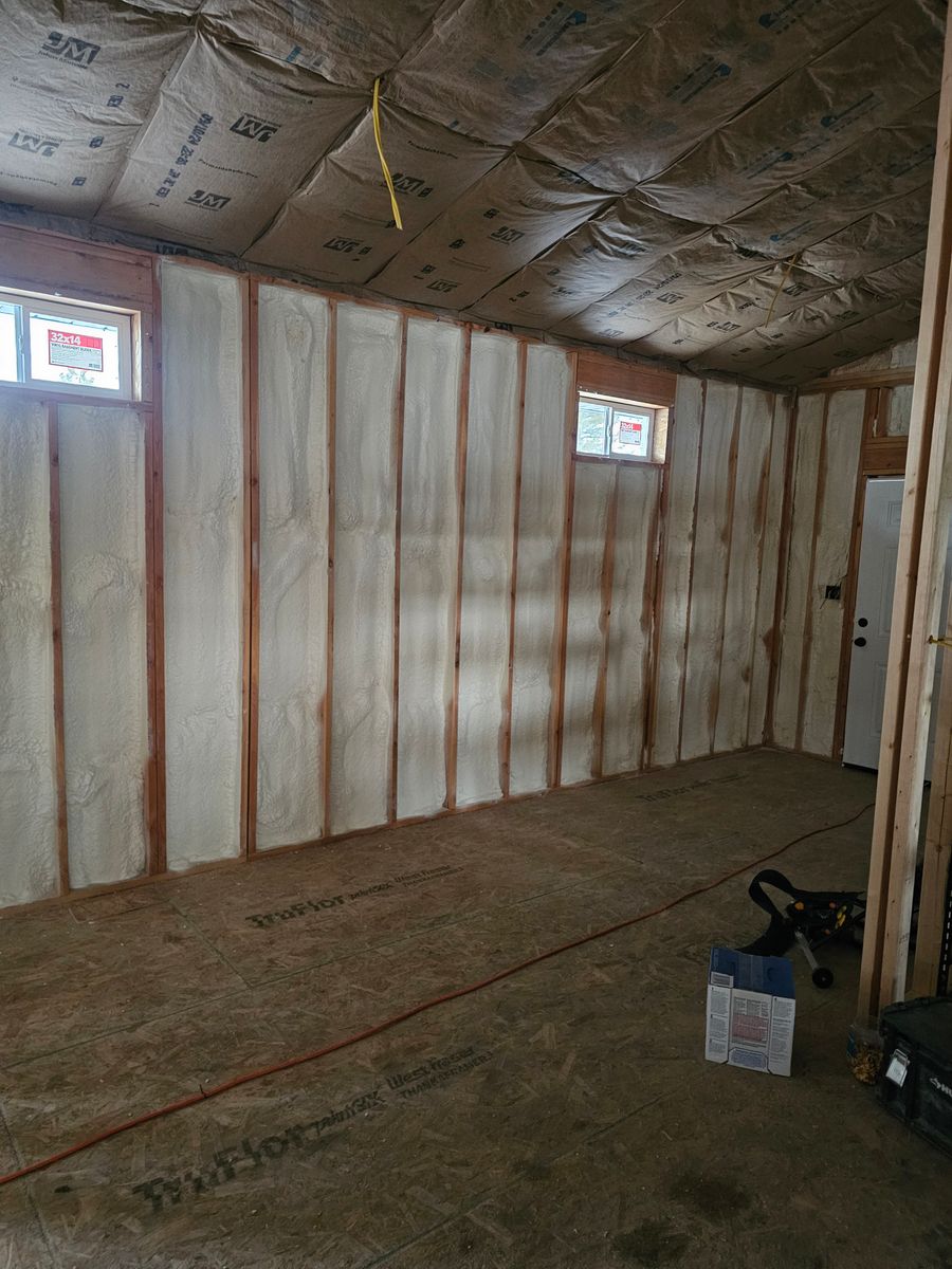 Spray foam insulation for Blue Mountain Construction in Roundup, MT