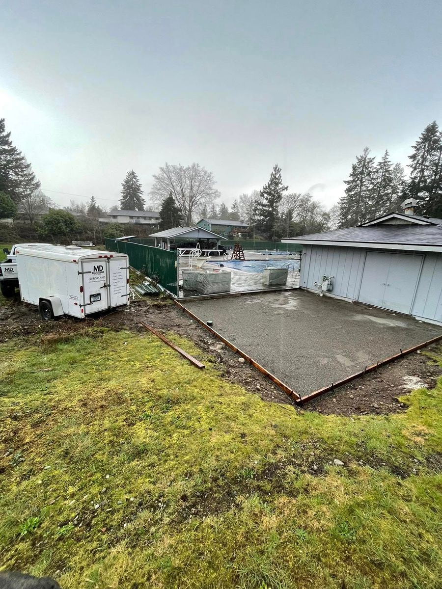 Concrete Slab Construction for MD Construction & Sewer in North Yelm, WA