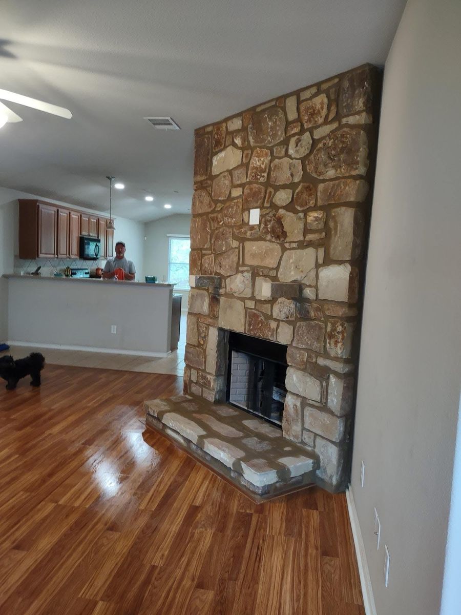 Outdoor/Indoor Stone Fireplaces for Delarosa Masonry in San Antonio, TX