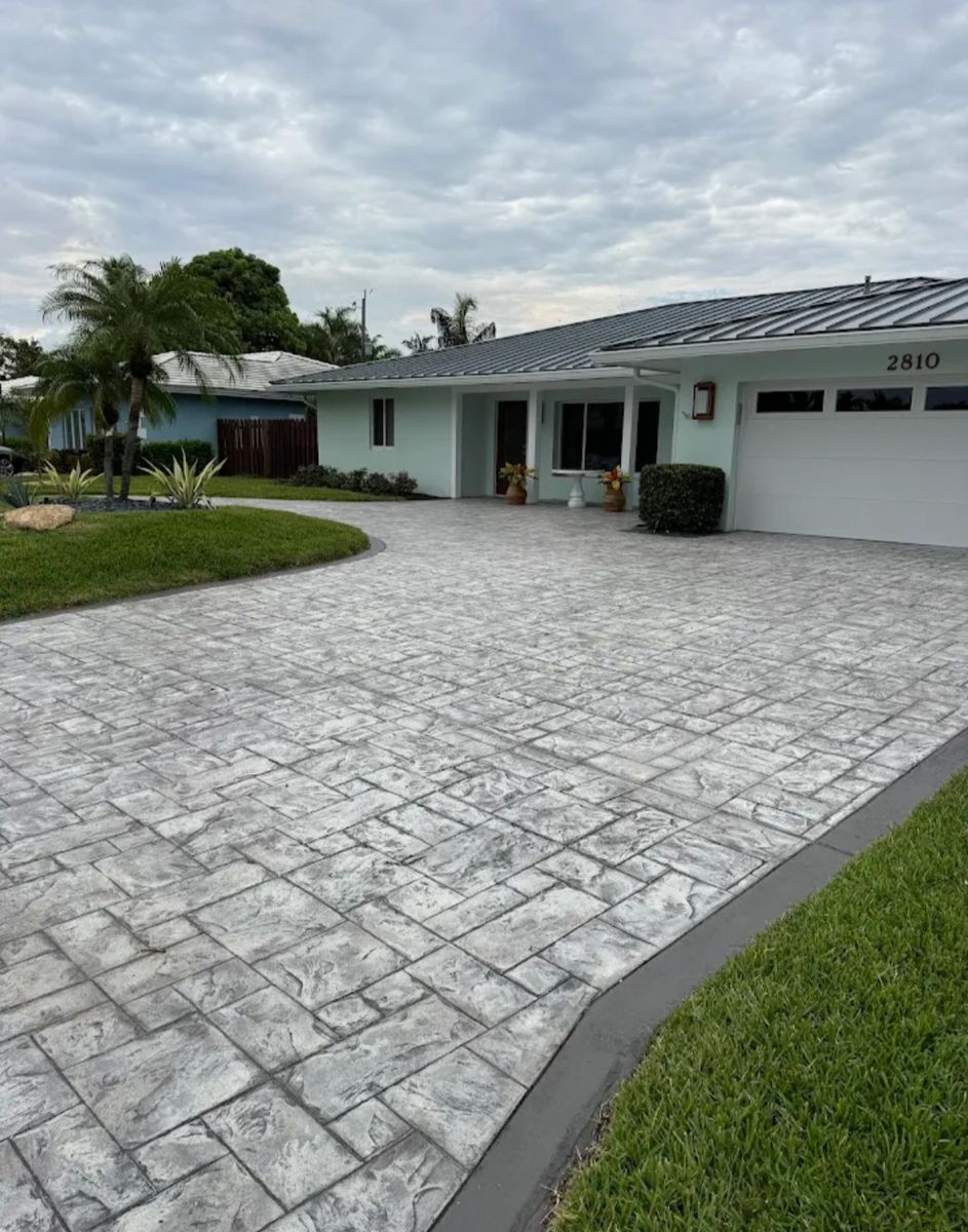 Stamped Concrete Installation for Beautiful and Affordable Stamped Concrete by Lauderdale Concrete LLC in Sunrise, FL