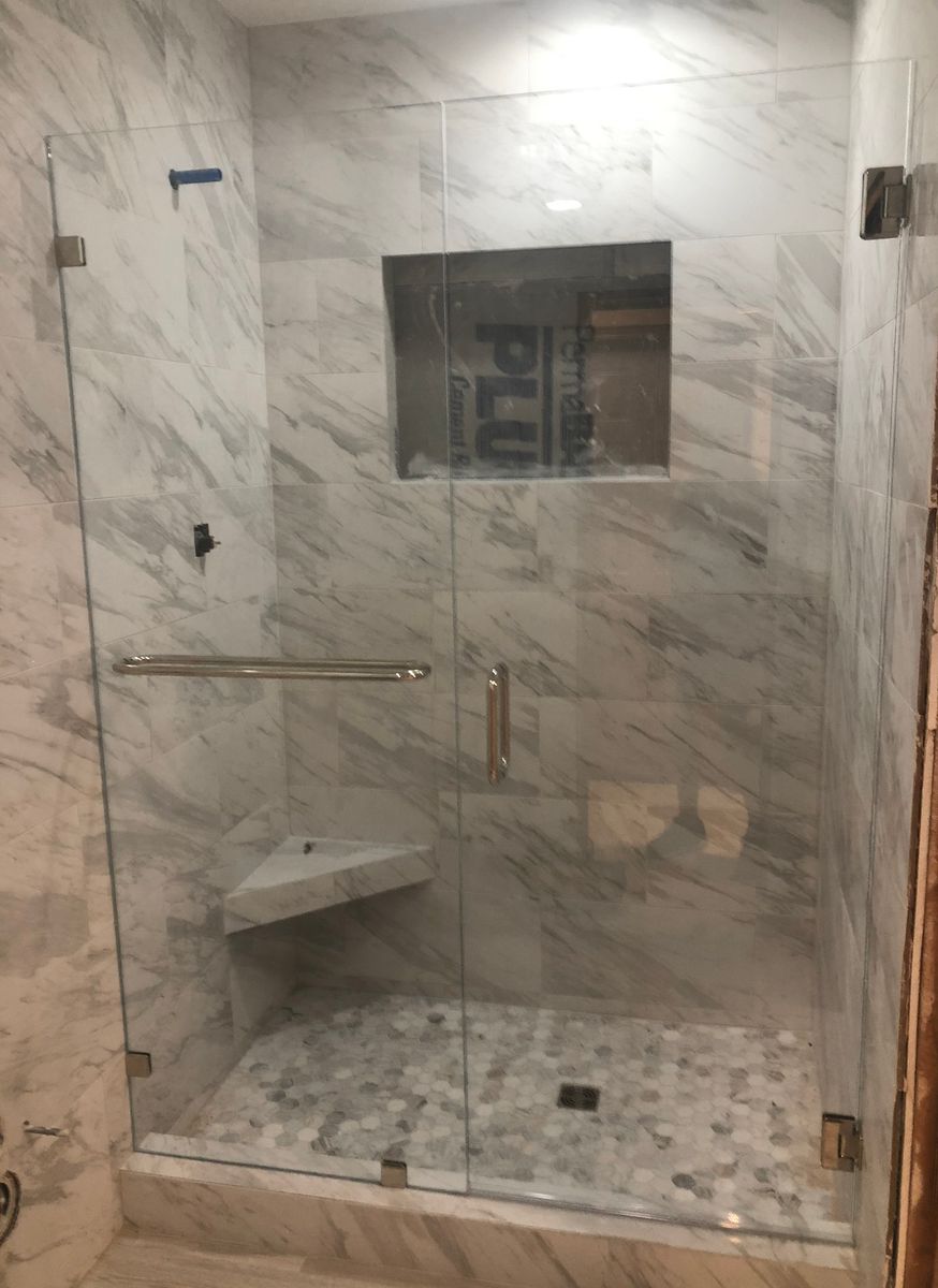 Frameless Shower Setup for Topline Glassworks in Kansas City, MO