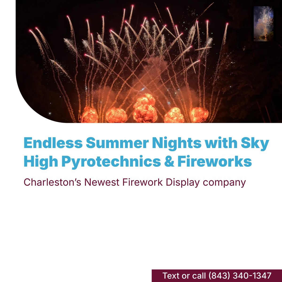 Fireworks company, Charleston, South Carolina for Sky High Pyrotechnics & Fireworks Serving South Carolina, Georgia and Delaware. Wedding fireworks display company, Fourth of July fireworks display, gender reveal fireworks display, near me, Myrtle Beach Charleston Horry County Georgetown County. in Horry County, SC