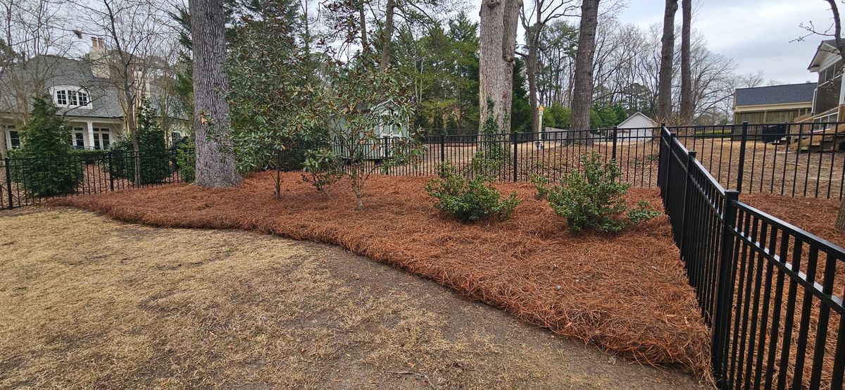 Mulch/pine Straw Installation for Natures Accent in Wilson, NC