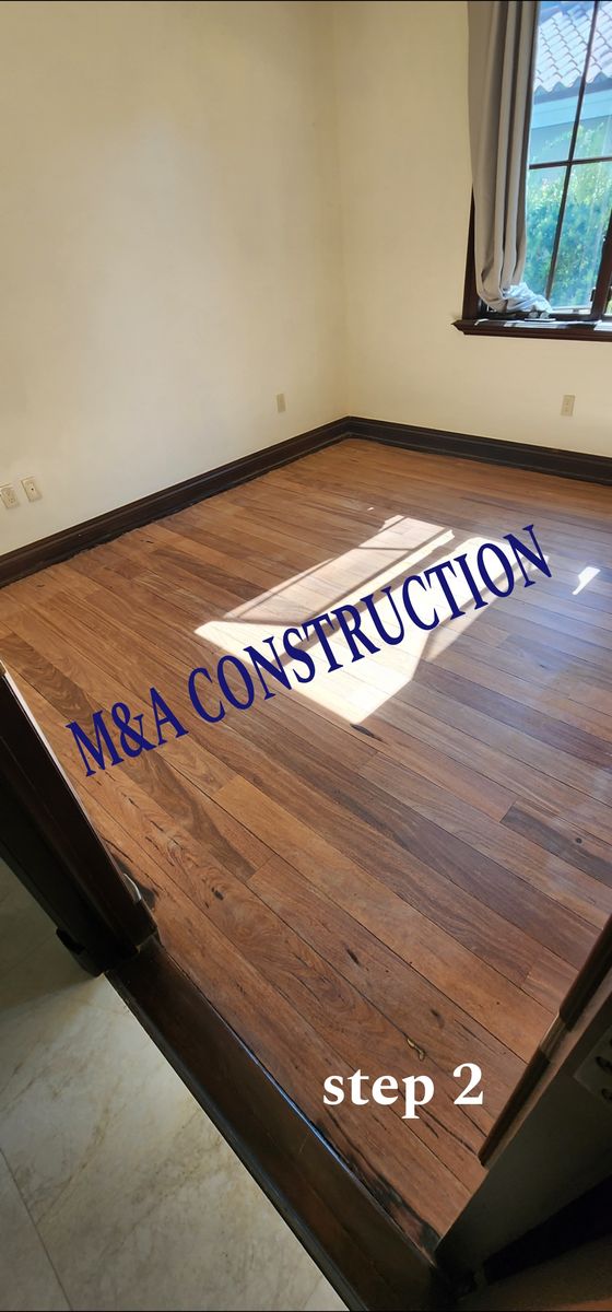 Wood floor restoration for M&A Construction in Southwest Ranches, FL