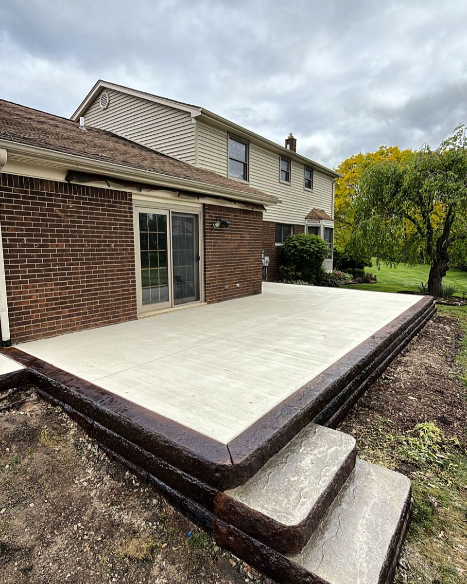 Broom finish patios for Crown Cement in Lincoln Park, MI
