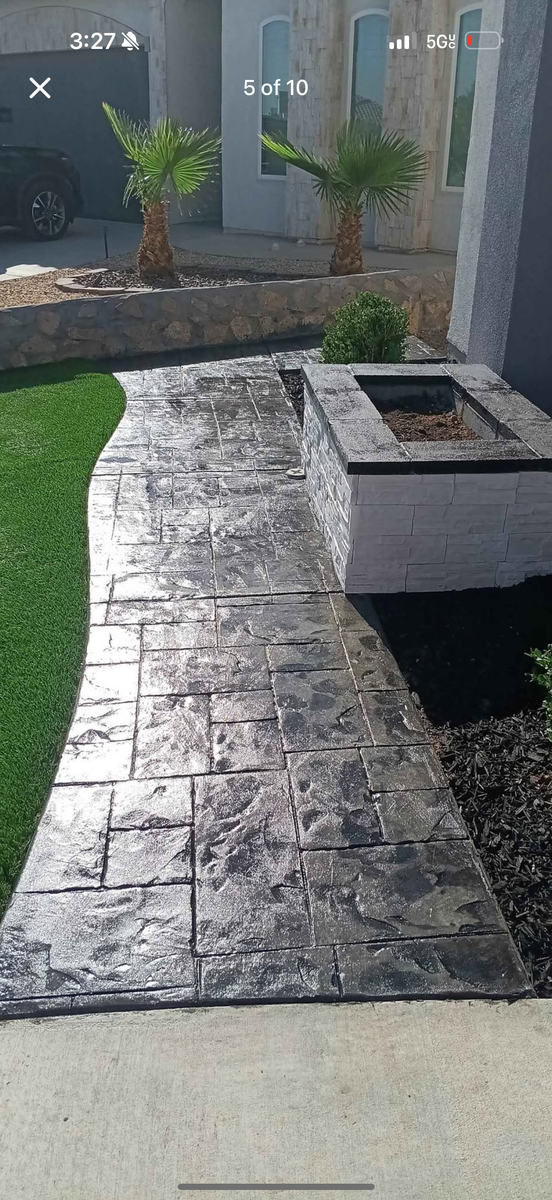 Stamped & Stained Concrete accents for Oasis Landscaping LLC in El Paso, TX