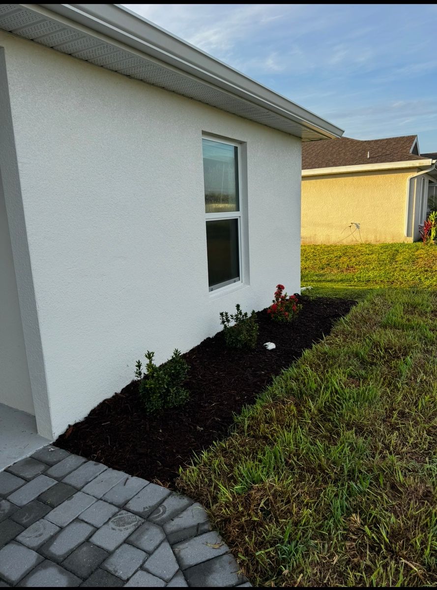 Mulch and rocks installation for BH Lawn & Landscape in LaBelle, FL