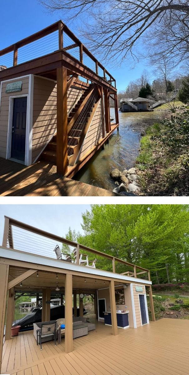 Staining deck-docks-ceilings-doors for MF Painting in Roanoke Rapids, NC