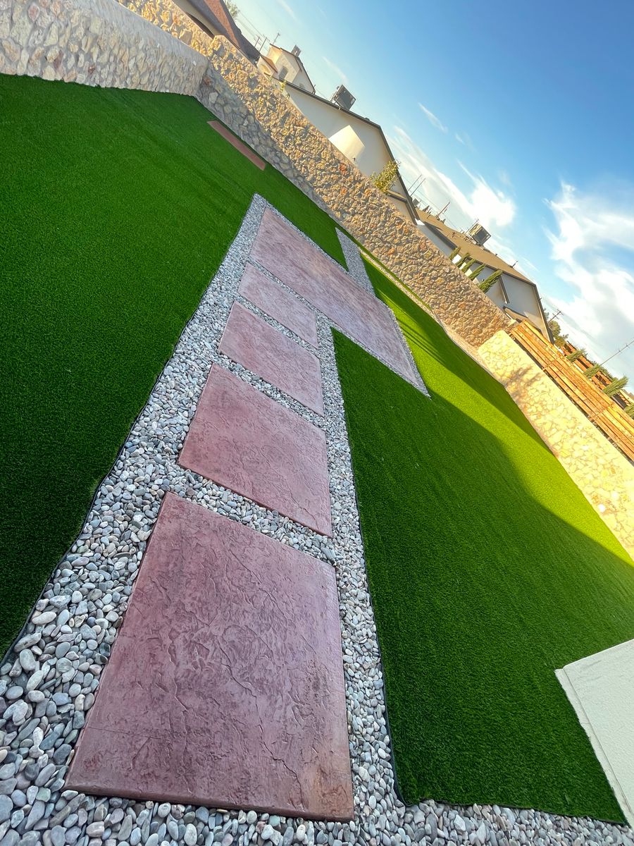 Stamped Concrete accents for Oasis Landscaping LLC  in El Paso, TX