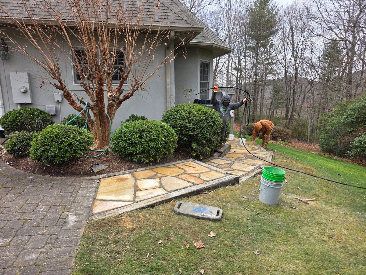 Hardscape brick laying for Acosta's Stone Work in Henderson, NC